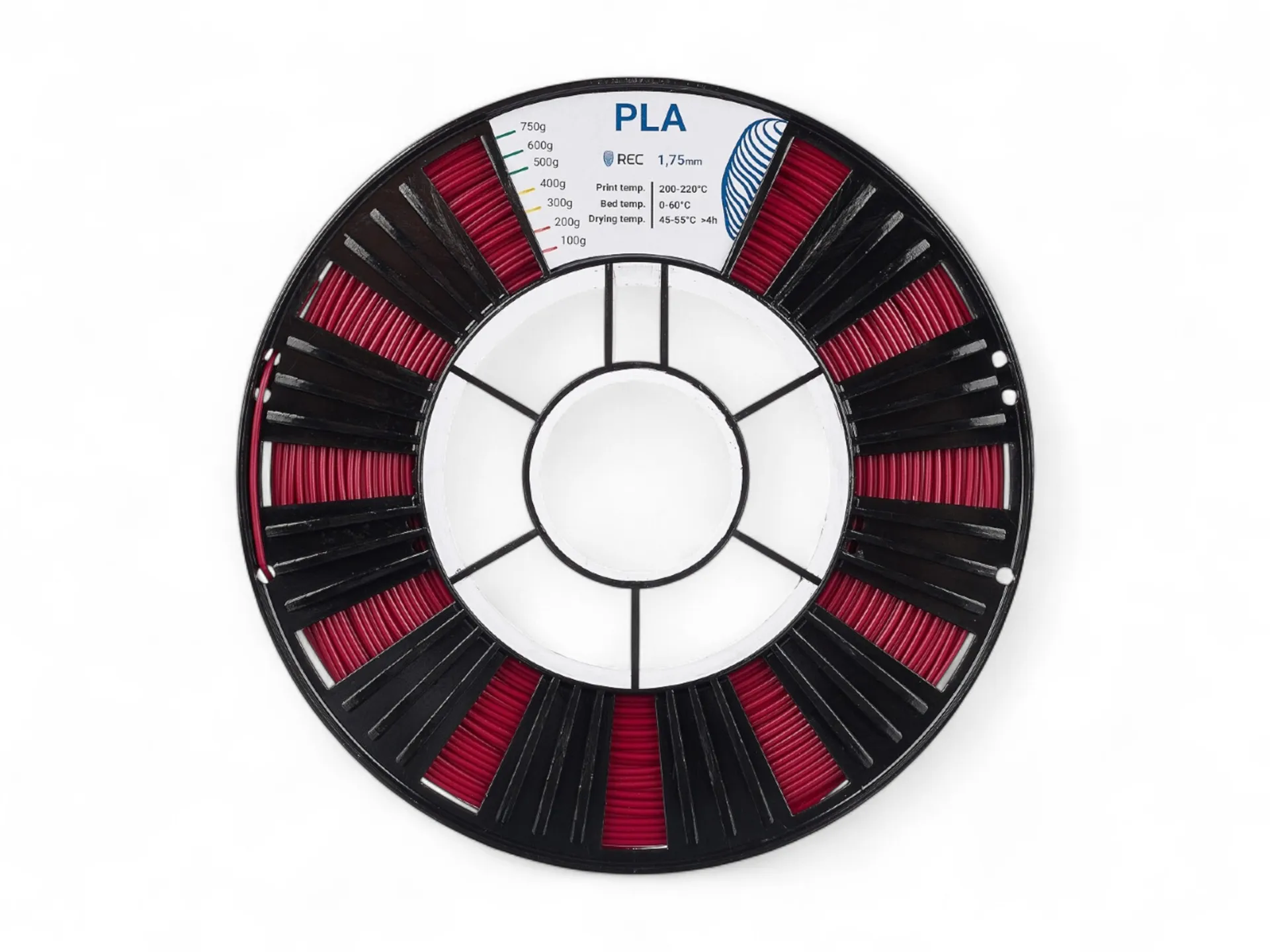 PLA plastic REC 1.75 mm crimson