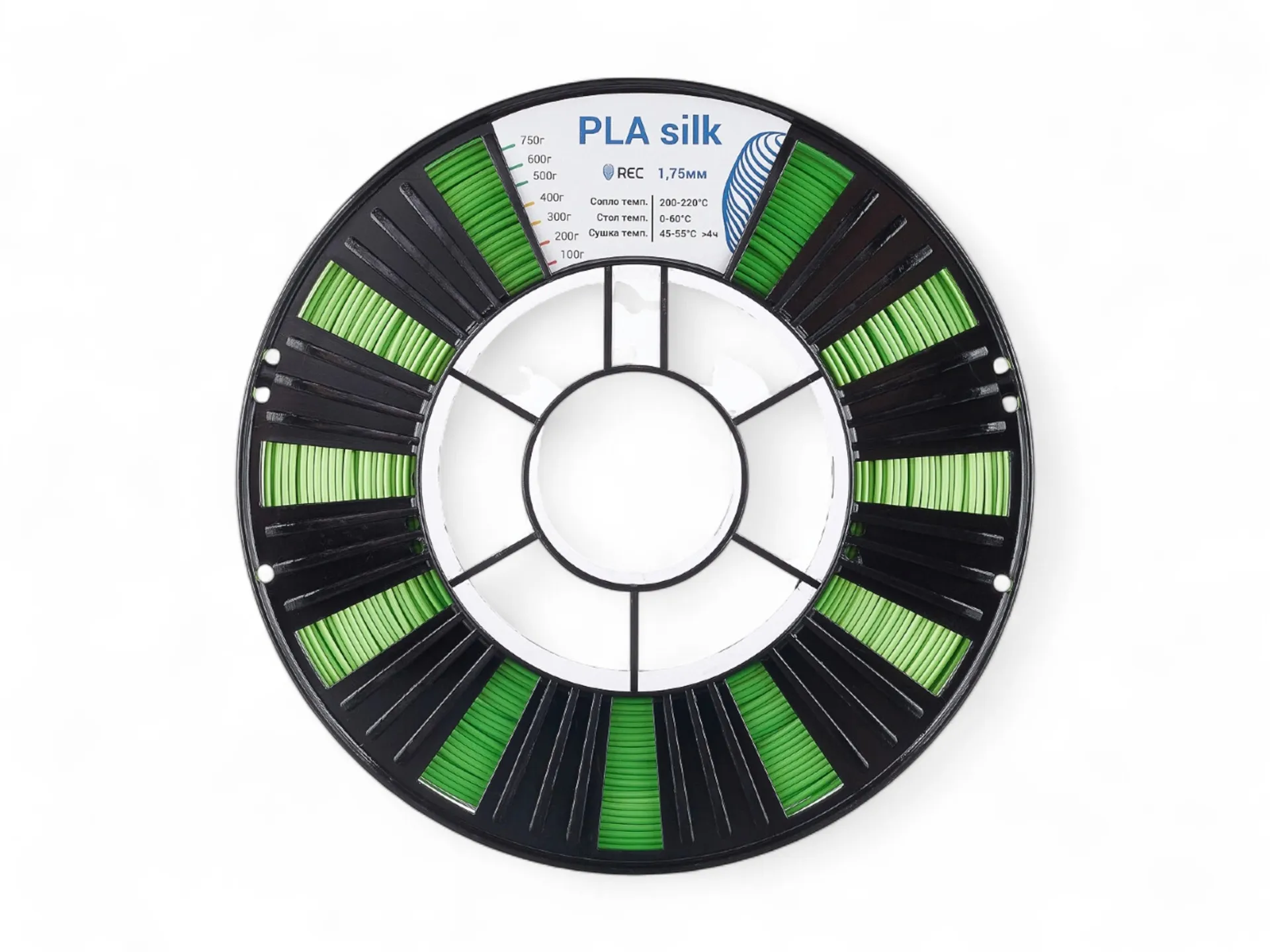 PLA Silk пластик REC 1.75мм зеленый